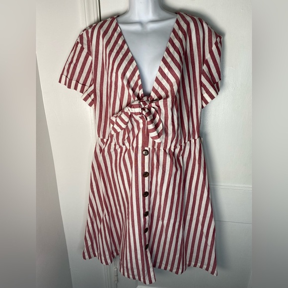 Eloquii NWT Nordstrom Red Striped Button-Down Midi Dress - Picture 2 of 6